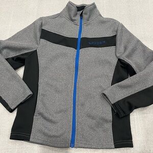 [Y10-12]Spyder Kids Gray and Black Full zip Jacket Sweatshirt